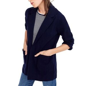 J. Crew Sophie Navy Blue Merino Wool Blend Blazer Cardigan Open Front